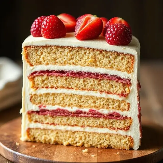 A cross-section of a layered cake.