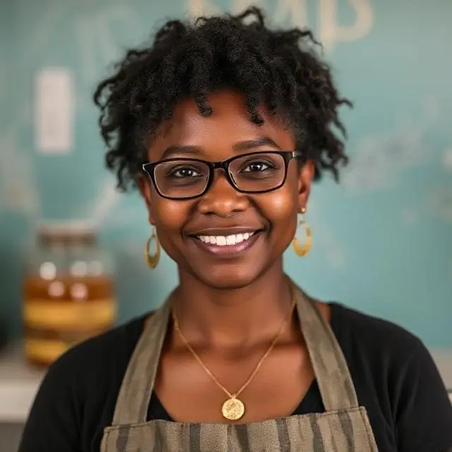 A warm, professional portrait of the founder of Sugar Honey