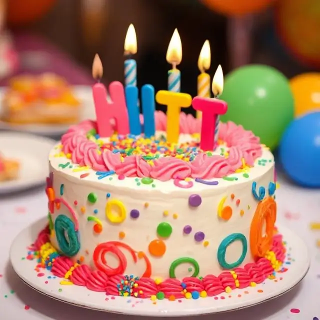 A colorful and artistic birthday cake for a child's party.