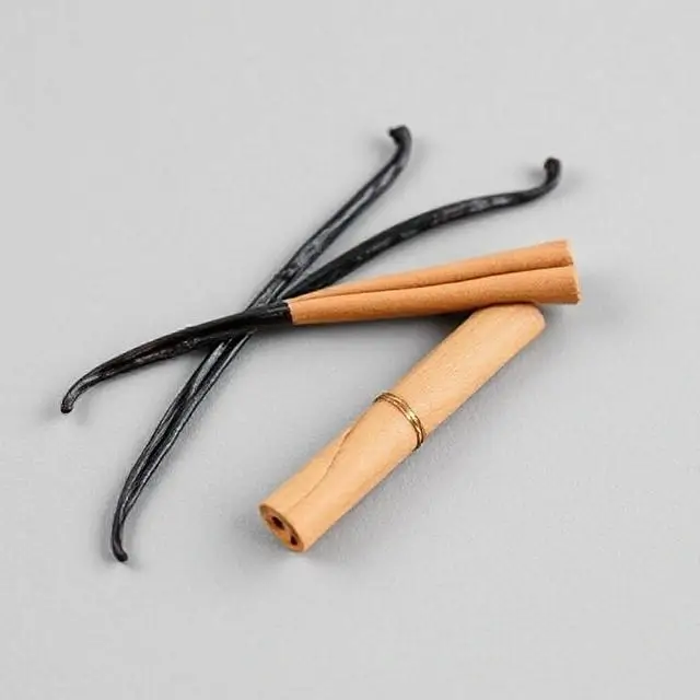 A minimalist, clean image of a single, pure vanilla bean.