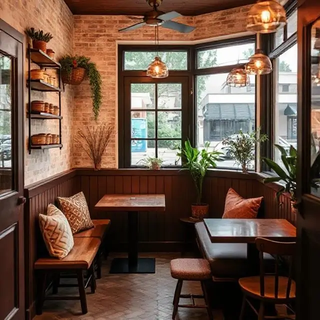 A cozy seating nook inside the bakery.